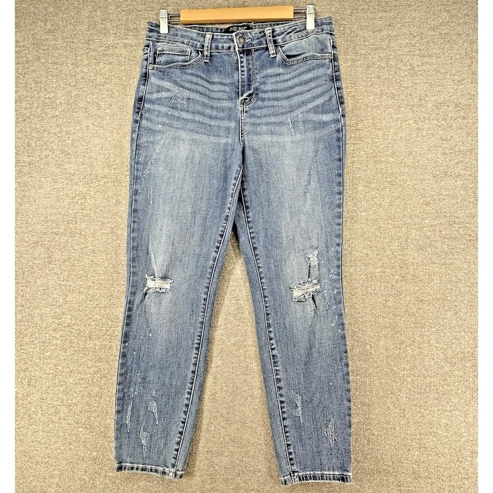 Judy Blue Relaxed Fit Jeans Women Size 32 Denim Blue Distressed Casual